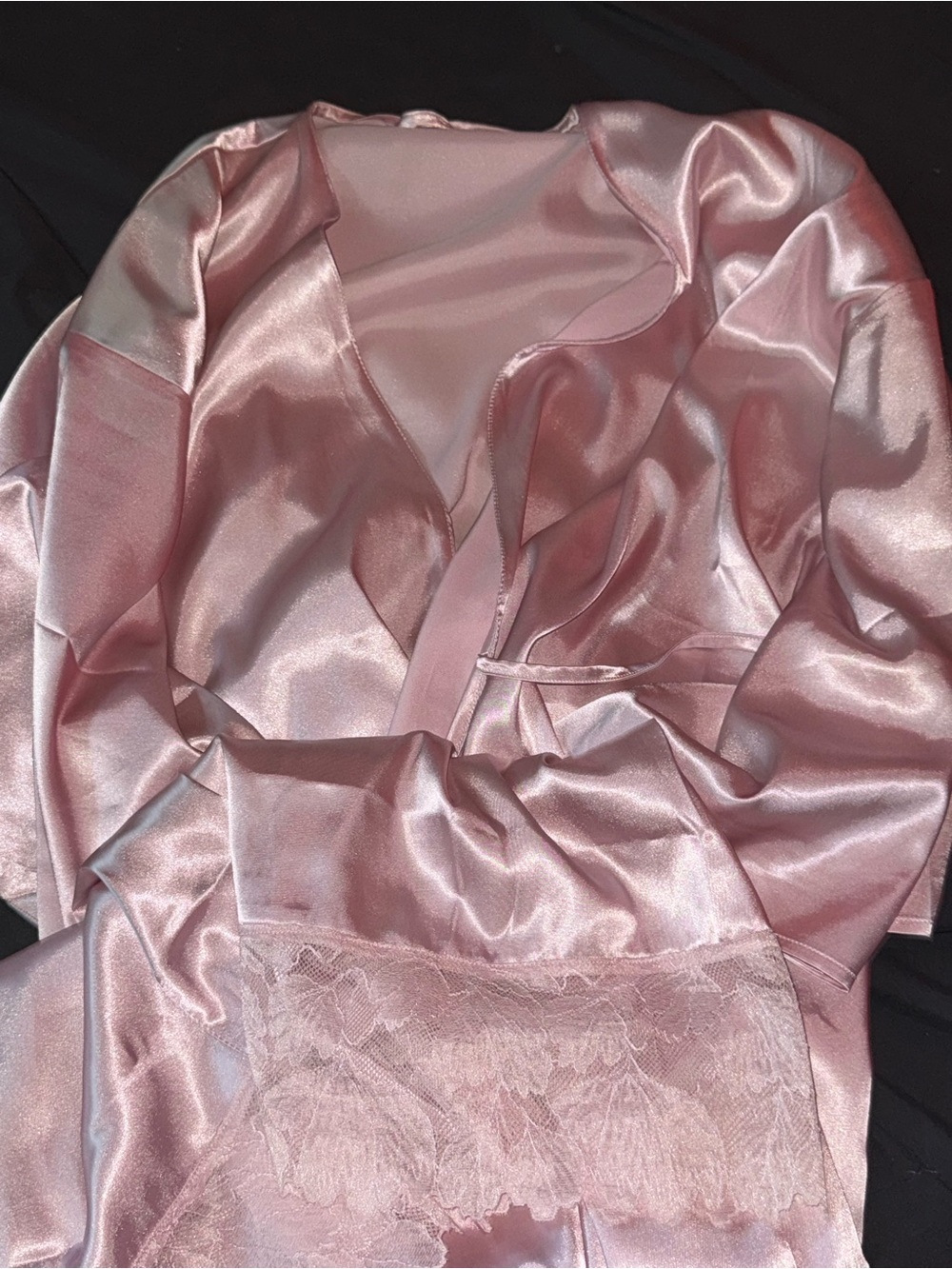 La SENZA Pink Satin Lace-Trim Robe